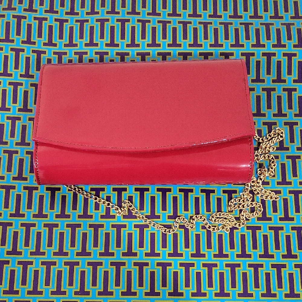 Scarlet Red Patent Leather Clutch LIKE NEW